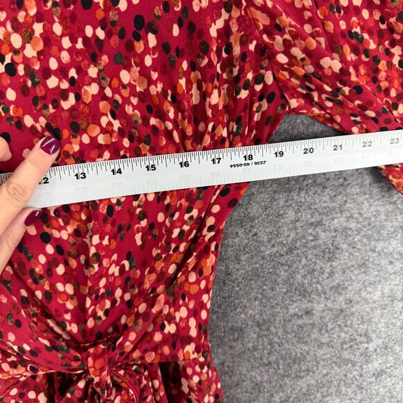 London Timed Dress Women 14 Red Geometric Sheath Midi Belted Short Sleeve Casual - Picture 5 of 7